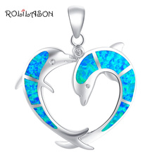 Pendientes Two Dolphins Designer Blue Fire Opal  Silver Necklace Pendants Fashion jewelry for women OP508 2024 - buy cheap