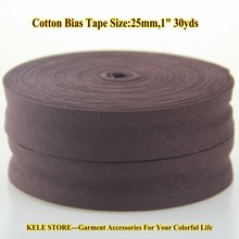 Free shipping Cotton Bias tape width:25mm,width:1",2.5cm,30yds/lot, bias binding tape DIY fold tape col chocolate dark brown 2024 - buy cheap