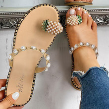 Women Girls Slippers Pearl Flat Bohemian Style shoes woman Casual Sandals flip flops Slippers Beach Shoes zapatos de mujer 2024 - buy cheap