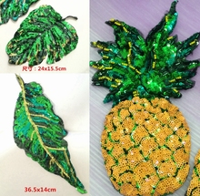 2pcs/lot Sew On Sequin Beaded Green Banana Leaf Patch Applique Patches For Clothing Dress Appliques Parches Bordados Ropa 2024 - buy cheap