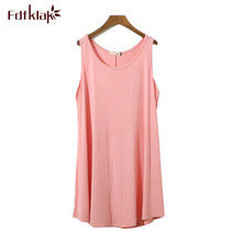 Fdfklak-vestido de noche corto sin mangas para mujer, camisón sexy de algodón, de talla grande, para verano, L-3XL 2024 - compra barato