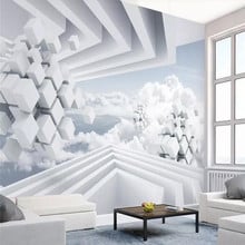 Custom Mural Wallpaper  Blue Sky White Clouds 3d Sofa Living Room Tv Background 2024 - buy cheap