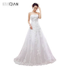 Real Pictures Gorgeous A line Strapless Applique Lace Wedding Dress 2024 - buy cheap
