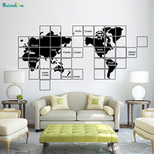 Pegatina de pared de vinilo de mapa del mundo de 43 cuadrados pequeños, decoración del hogar para sala de estar, dormitorio, nuevo diseño autoadhesivo, murales de arte YT698 2024 - compra barato