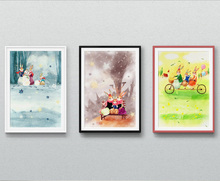 Modern Nordic Cartoon Poster Watercolor Bunny Canvas Painting Children Room Decorative Pictures Modular Wall Art Prints Unframed 2024 - buy cheap