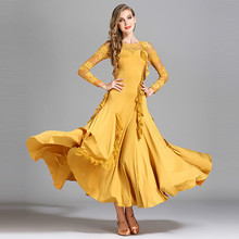 Modern Dance Long Sleeve Lace Ballroom Dance Costume National Standard Waltz Dress 2024 - buy cheap