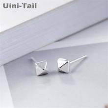 Uini-Tail hot new 925 sterling silver small pyramid earrings silver geometric simple fashion casual jewelry anti-allergic GN665 2024 - buy cheap