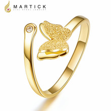 Martick Scrub Butterfly Ring 316L Stainless Steel Gold-color Animal Opening Ring With Crystal Fashion Jewelry For Women R24 2024 - buy cheap