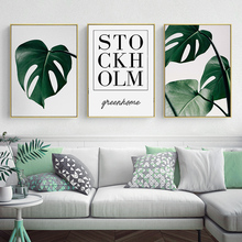 Nordic Watercolour Monstera Plant Green Leaf Wall Art Canvas Painting Quote Poster Print Wall Picture for Living Room Home Decor 2024 - buy cheap