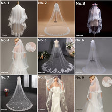 Voile Mariage White Wedding Veil Long Ivory Short Bridal Veils Lace Appliqued Edge Cathedral Wedding Veil Wedding Accessories 2024 - buy cheap