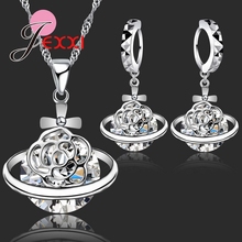 New Arrival 925 Sterling Silver African CZ Crystal Flower Necklace Drop Earrings Romantic Wedding Jewelry Set Bijoux Accessories 2024 - buy cheap
