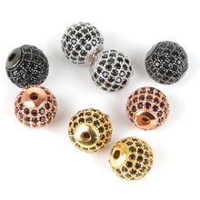 10mm Round Ball CZ Beads DIY Metal Bead Brass Micro Pave Cubic Zirconia Spacer Bead Charms for Bracelet Making 2024 - buy cheap