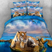 Juego de cama de tigre marino en 3D, edredón/funda de edredón (sin sábana), colchas de California, tamaño King, Queen, Doble 2024 - compra barato