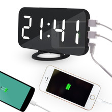 LED Display Time Digital Alarm Clock Speak Voice Modern Mirrored Electronic Phone Charging Usb Connection Snooze Function Table 2024 - buy cheap