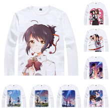Coolprint Anime Shirt Your Name Kimi No Na Wa T-Shirts Long Sleeve Tachibana Taki Miyamizu Mitsuha Cosplay Motivs Kawaii Shirts 2024 - buy cheap