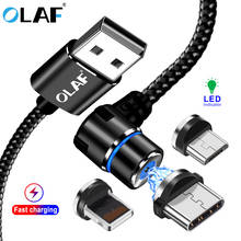 OLAF-Cable magnético de 90 grados, cargador de carga rápida 3A, Micro USB tipo C, para iPhone X, XS, Samsung, Xiaomi, Huawei 2024 - compra barato