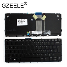 Gzeele-novo teclado para hp pro x2 612 g1 uk, estrutura preta, retroiluminado, windows 8, qverty 2024 - compre barato