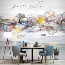 Photo Wallpaper Modern New Chinese Style Abstract Ink Smoke Landscape Murals Living Room TV Sofa Background Wall Decor Stickers 2024 - compre barato