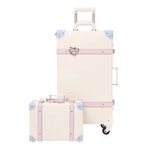 Conjunto de maletas de viaje Retro para mujer, maletas con ruedas, de 12, 20, 22, 24 y 26 pulgadas, color blanco, rosa y azul, novedad de 2021 2024 - compra barato