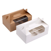 100pcs/lot Brown/White 6 Cupcake box Kraft paper cake boxes and packaging with handle Wedding gift box Packaging box 2024 - buy cheap