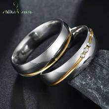 Nextvance 6mm Cubic Zirconia Line Couple Rings Gold Stainless Steel Wedding Band Rings Comfort Fit Jewelry 2024 - buy cheap