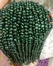 Genuine Natural Pearl 6mm Dark Green Baroque freshwater pearl loose beads DIY gift one strands Hole Approx 1mm 2024 - buy cheap