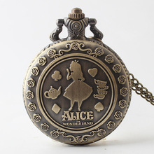 Top Brand Retro Alice Bronze Quartz Pocket Watches Vintage Fob Watches Christmas Birthday Gift for Men Women TD2072 2024 - buy cheap