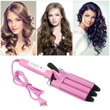 Professional Three Barrel Triple Barrel Ceramic Hair Curling Iron Deep Waver Curler Tool all types textures hair Hot Sale 2017 2024 - buy cheap