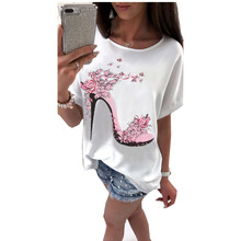 Camiseta feminina manga morcego gola alta, estampa manga curta, novo, 2020, dropshipping, nxb1161 2024 - compre barato