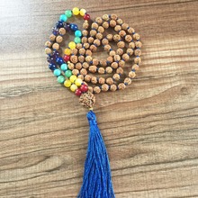 7 Chakra Hand Knotted Necklace Mala Beads 108 Mala Bead Necklaces Rudraksha Prayer Beads Endless Necklaces Bodhi Tassel Necklace 2024 - buy cheap