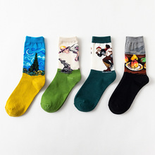 Hot Starry Night Autumn Winter Retro Women Personality Art Mural World Famous Painting Male Socks Oil Funny Happy Socks 2024 - compre barato