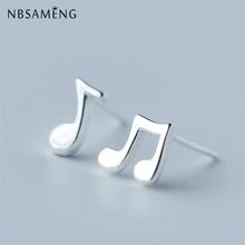 100% 925 Sterling Silver Earring 0.8X0.7CM Music Note Tiny Stud Earrings For Women Girl Jewelry Anti Allergy Contracted Gift 2024 - buy cheap