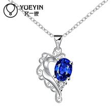 New style silver plated Crystal pendant necklace for women jewelry zircon collar blue necklace 2024 - buy cheap
