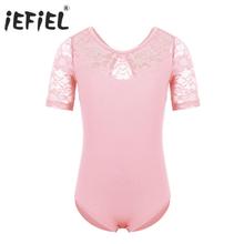 iEFiEL Kids Girls Floral Lace Fancy Dancing Lyrical Costume Keyhole Back Ballet Dance Gymnastics Leotard  Turnpakje for Teen 2024 - buy cheap