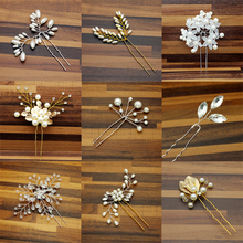 Rose Gold Prom Bride Bridesmaid Hair Accessories Pearl Hair Pin Clip Luxury Crystal Rhinestone Wedding Hairpins Sticks For Women 2024 - buy cheap