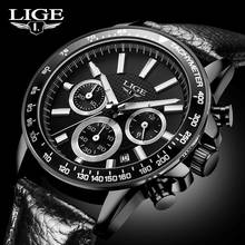 LIGE Mens Watches Top Brand Luxury Military Sport Quartz Watch Men Chronograph Waterproof Leather Clock Man relogio masculino 2024 - buy cheap