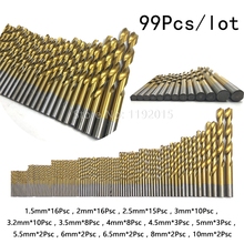 99pcs/Set Twist Drill Bit Set Saw Set HSS High Steel Titanium Coated Drill Woodworkin Tool 1.5-10mm For Cordless Screwdriver 2024 - buy cheap