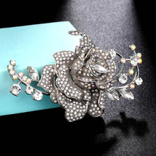 Zlxgirl tin alloy big size vintage Flower Brooch Women bridal jewelry Crystal Brooch Hijab Accessories women clothing scarf pins 2024 - buy cheap