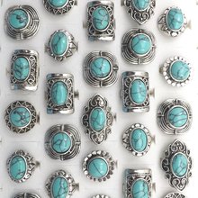 Vintage Style Semi-precious Stone Adjustable Rings Free Shipping 24pcs Wholesale 2024 - buy cheap