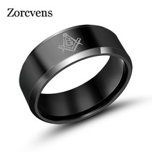 ZORCVENS Black Gold-Color Cool Masonic Rings For Men Titanium Ring For Male Jewelry Vintage Charm Jewelry 2024 - buy cheap