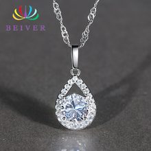 Beiver White Gold Color Jewelry Wholesale AAA+ Cubic Zirconia Wedding Bands Water Drop Necklace for Women Party Gifts 2024 - buy cheap