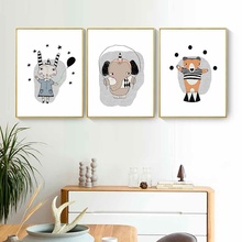 HAOCHU Art Cartoon Animal Bear Painting For Living Room Home Decor Painting Print Poster Simple Nordic Wall Picture Canvas 2024 - buy cheap