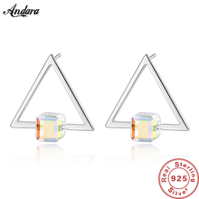 Unique Personality S925 Pure Silver Crystal Triangle Stud Earrings Female Sterling-Silver-Jewelry Gifts 2024 - buy cheap