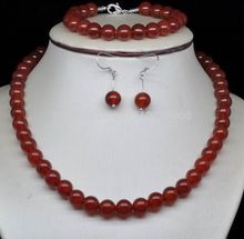 Hot sale FREE SHIP>>>GW_Lovely Red jade   Set necklace &bracelet &earring 2024 - buy cheap