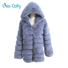 Lisa Colly Women Winter Luxury Faux Fox Fur Coat Overcoat With Hooded Long  Faux Rabbit Fur Coat Jacket Thick Warm Fur Coats 2024 - buy cheap