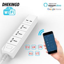 smart Wifi Power Strip with Universal 3 Socket 2 USB Charging Station Work with Alexa Google Home Assistant UK/AU/EU/India Plugs 2024 - buy cheap