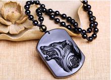 natural stone Quartz crystal Black Obsidian Wolf head Pendant for diy jewelry making necklace Accessories 2024 - buy cheap