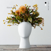 Cabeça criativa nordic vasos de flores decorativos cerâmica estatueta vasos arranjos flores secas bonsai vasos cerâmica varanda decoração 2024 - compre barato