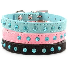 Pet Rhinestone PU Leather Dog Crystal Cat Puppy Bling Diamond Sell Collar 2024 - buy cheap