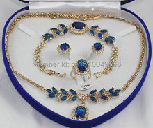 Liquidação frete grátis>>> conjunto de brincos de pulseira banhado incrustação azul de cristal colar pulseira conjunto de brincos aaa 2024 - compre barato